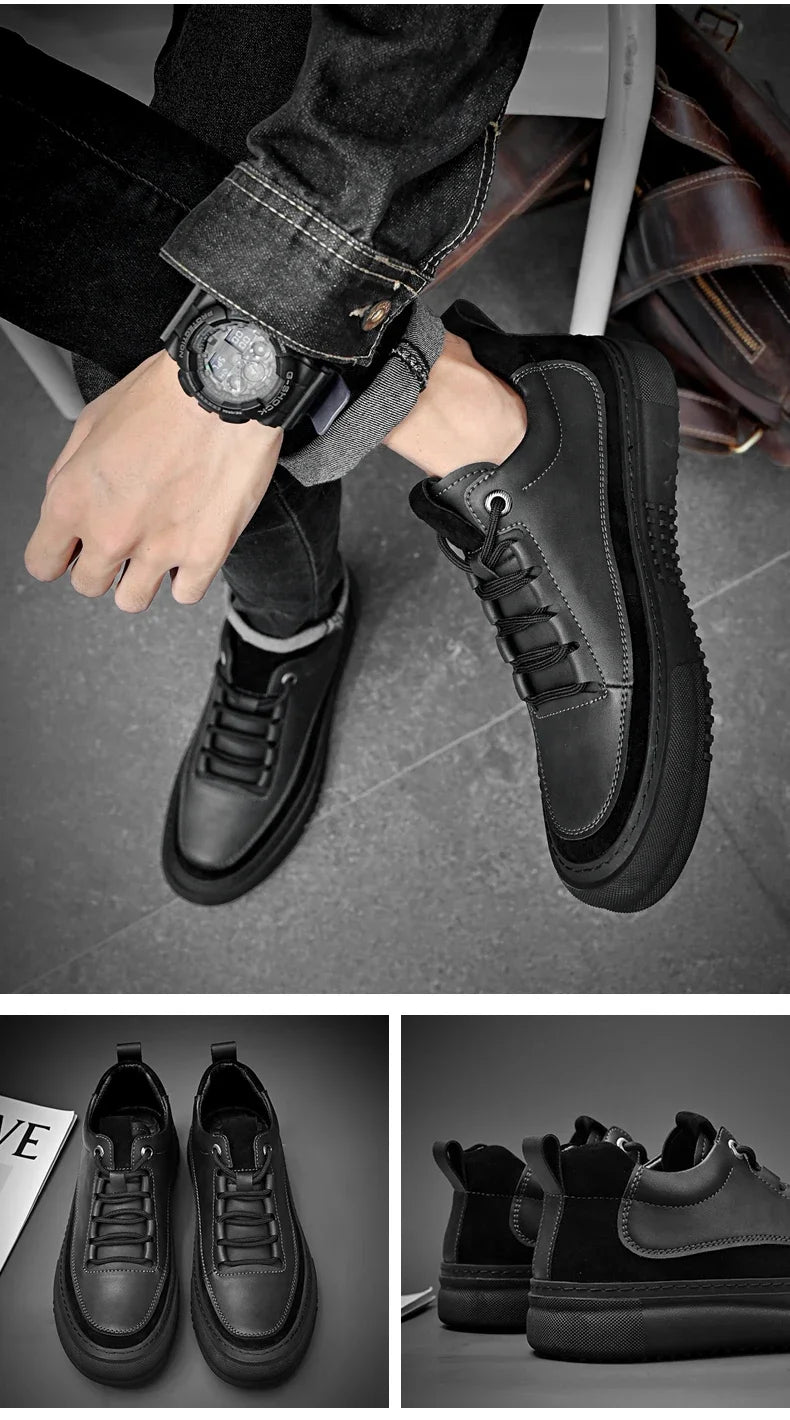 New Men's Casual Shoes Fashion Comfort Sneakers Outdoor Men Sneakers Lace up Genuine Leather Designer Shoes Sport Masculina 2024
