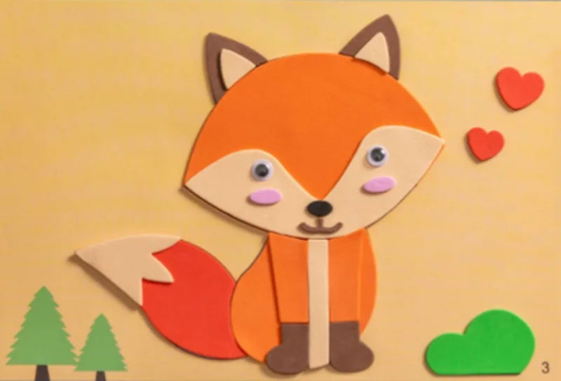 12 Pcs/Set 3D EVA Foam Handmade Sticker Cartoon Animal Vehicle Style DIY Stickers for Kindergarten Kids Gift