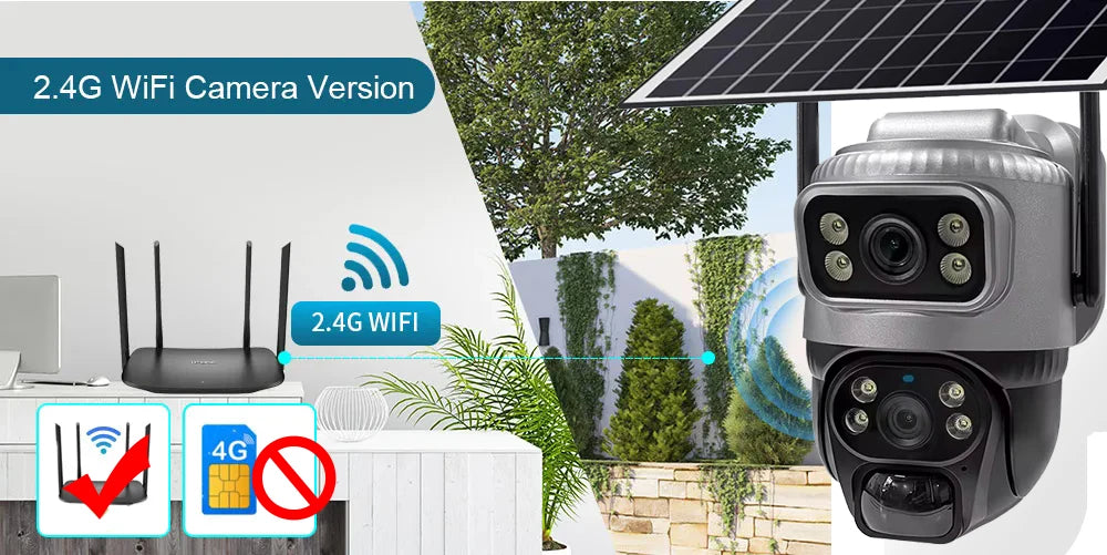 Security Protection Outdoor Waterproof Solar Panel Wifi Camera 8MP HD 4K Surveillance Cameras PIR Human Detection Home Security