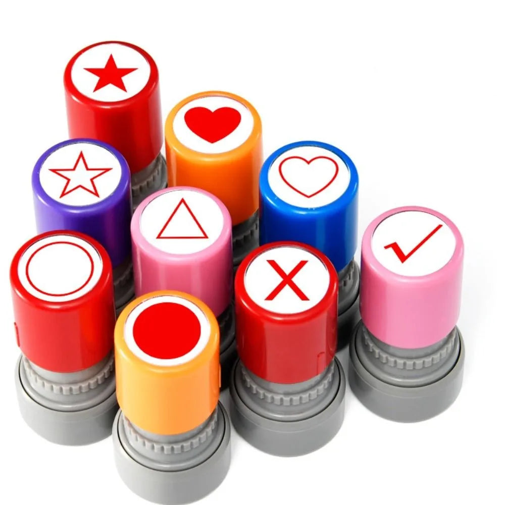 Mini Teacher Seal Stamp Five Cornered Star Love Square Rectangular Triangle Pattern Red Flag Thumb Scrapbooking Seal