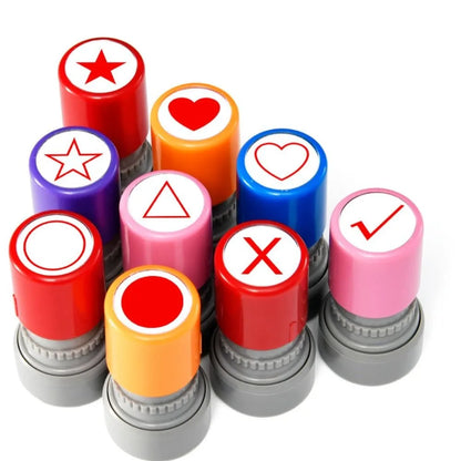 Mini Teacher Seal Stamp Five Cornered Star Love Square Rectangular Triangle Pattern Red Flag Thumb Scrapbooking Seal