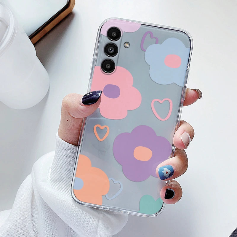 For Samsung Galaxy S23 FE Case Flowers Soft Silicone Back Case for Samsung S 23 FE Phone Cover S 23FE Coque Funda Transparent