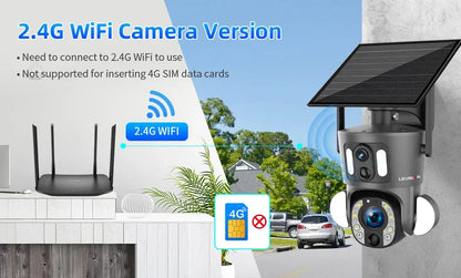 LS VISION 4G Solar Security Camera Outdoor 20X Zoom Dual Screen 8MP WiFi PTZ Dual Lens PIR Detection Auto Tracking Camera UBOX