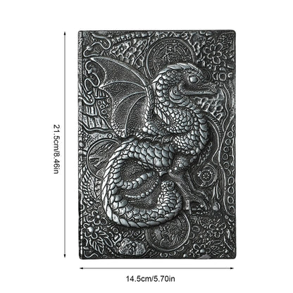 Carnet de notes A5 en relief avec motif dragon volant 3D, fait à la main, couverture en cuir, cadeau pour homme, voyage, pensées, notes, poésie