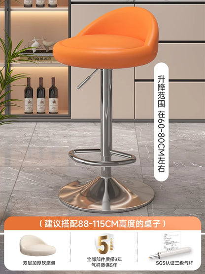 Minimalist Modern Home Elevated Foot Stool Adjustable Backrest Seat Creamy Milk Tea Shop Dining Stool Kitchen Island Seat