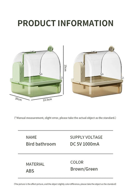 Clear Hanging Bird Bath Automatic Water Circulation Bath Shower For Bird Easy to clean Space Saving Design Bird Cage Accessory