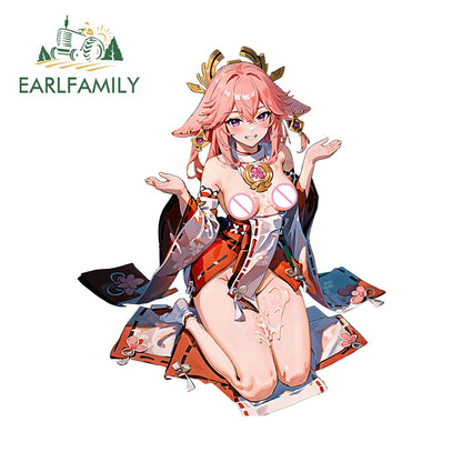 EARLFAMILY 13cm x 11.7cm NSFW Cat Ears Loli Car Sticker Anime Waifu Soprts Clothes Windows Decal Creative Vinyl Motorcycle Decor