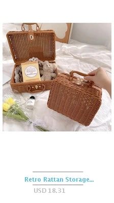 Boîte de rangement tissée à la main Grand panier Rangement de vêtements tissés Cuisine Chambre Salon Vêtements Épicerie Articles divers Organisateur