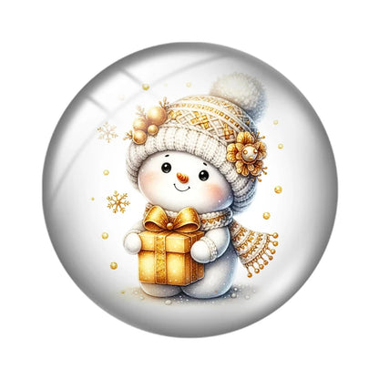 Watercolor Christmas snowman 10pcs18mm/20mm/25mm Round photo glass cabochon demo flat back Making findings
