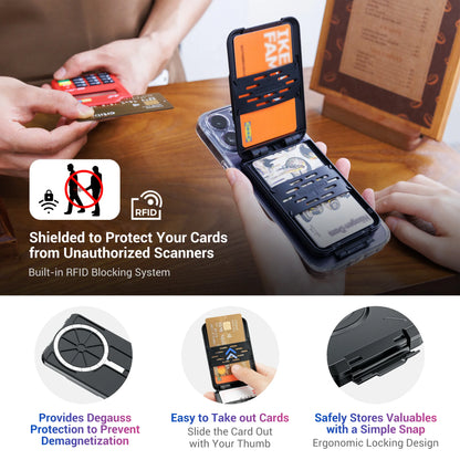 Magnetic Wallet & Card Holder with RFID Blocking Function for iPhone 16 15 14 Pro/ Pro Max/ 13 Pro Max/ 13 12 Pro MagSafe Wallet