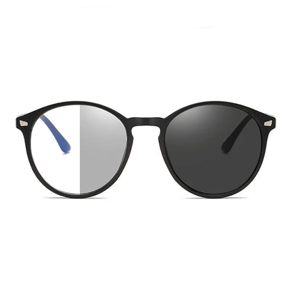 Lunettes photochromiques anti-rayons bleus pour ordinateur, monture ronde vintage, pour homme et femme, verres de jeu, anti-fatigue oculaire, bloquant la lumière