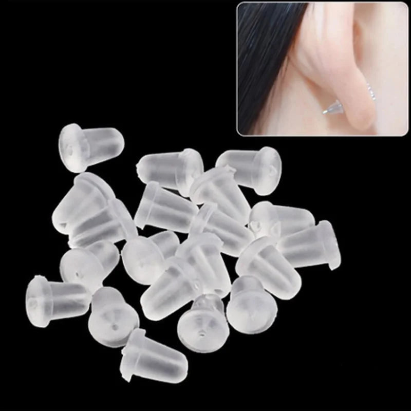 Lot de 500/2000 bouchons d'oreilles en silicone transparents, anti-chute, accessoires pour boucles d'oreilles