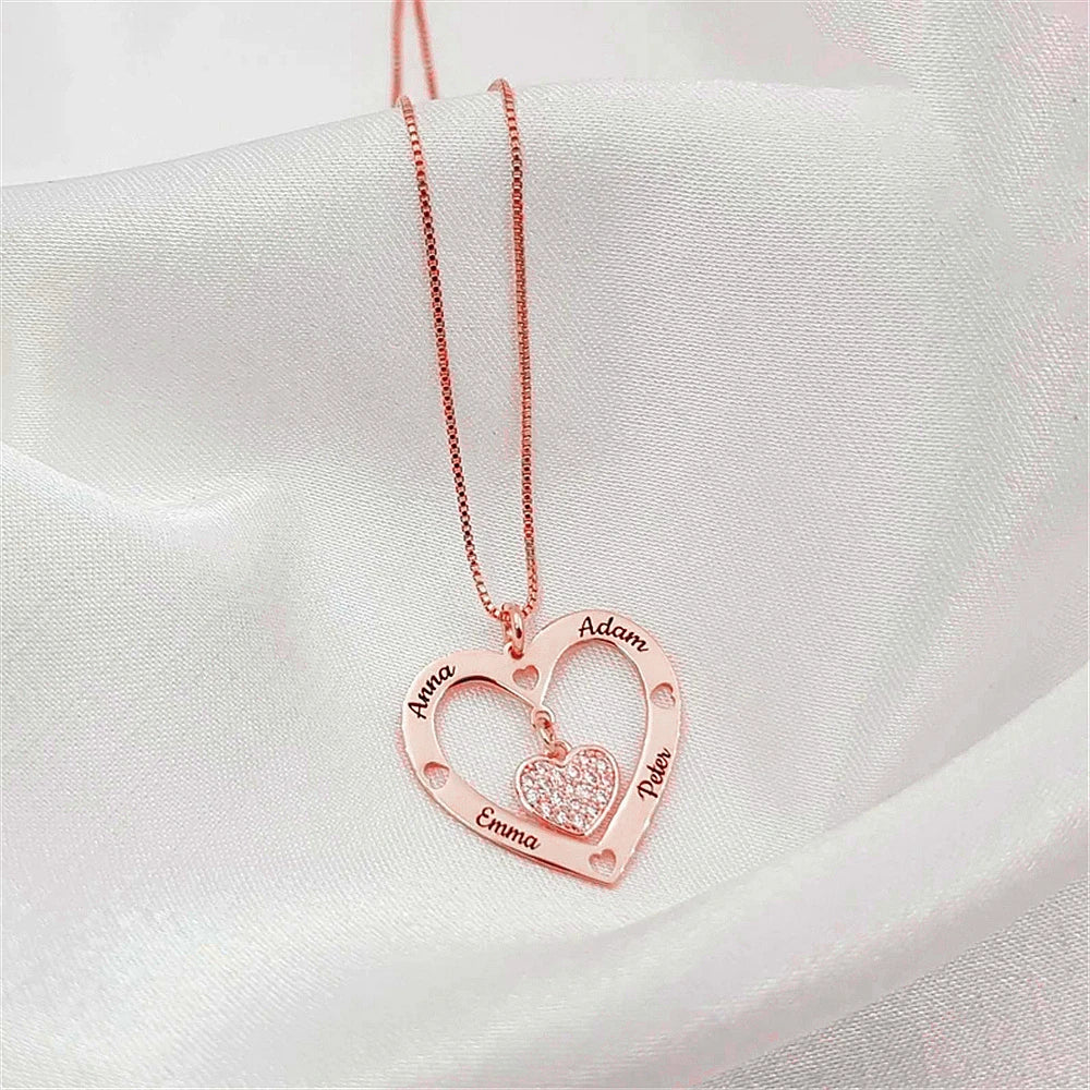 Custom Family Names Necklace Stainless Steel Personalized Name Pendant Tree Of Life 1-5 Names Birthstone For Women Birthday Gift