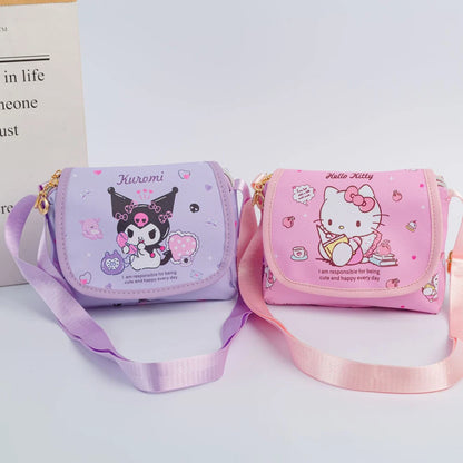 Cartoon Kuromi Hellokitty Flip Shoulder Bag Cute Fashion Cinnamoroll Storage Shoulder Bag Wallet Children's Girls Birthday Gifts