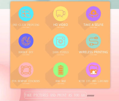 Children Kids Camera Instant Print Mini Digital Video Camera 1080P HD Screen Outdoor Kids Toy Print Thermal Paper Boy Girl Gift