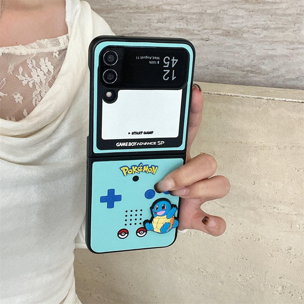 Japan Anime P-Pokemon Phone Case For Samsung Galaxy Z Flip 6 zflip7 Z Fold 3 4 5 7 zfold4 zflip6 Squirtle Charmander Cover