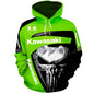 Sweat à capuche Punisher pour homme, imprimé numérique 3D, fermeture éclair, combinaison de course de moto, 2024