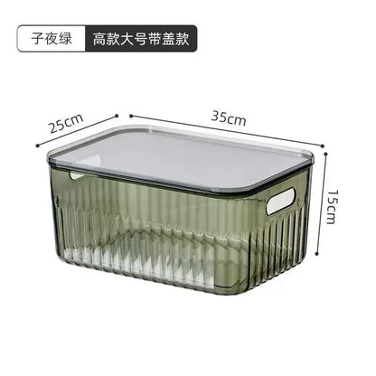 Light Luxury Desktop Cosmetic Plastic Drawer With Lid Wardrobe Sundries Toy Storage Box Transparent Storage Basket With Handle