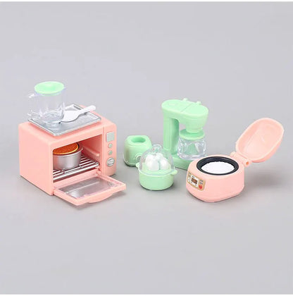 Kids Mini Play House Miniature Rice Cooker Oven Juicer Egg Steamer Small Model Children's Doll House Accessories