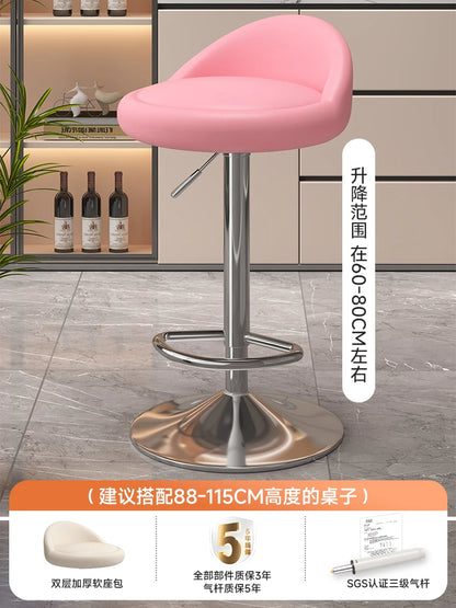 Minimalist Modern Home Elevated Foot Stool Adjustable Backrest Seat Creamy Milk Tea Shop Dining Stool Kitchen Island Seat