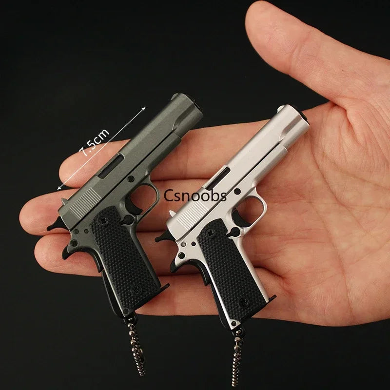 Detachable 1:3 Mini Alloy Colt 1911 Pistol Model PUBG Jedi Toy Gun Keychain Fidget Toy for Boy Collection Adults Chrismas Gift