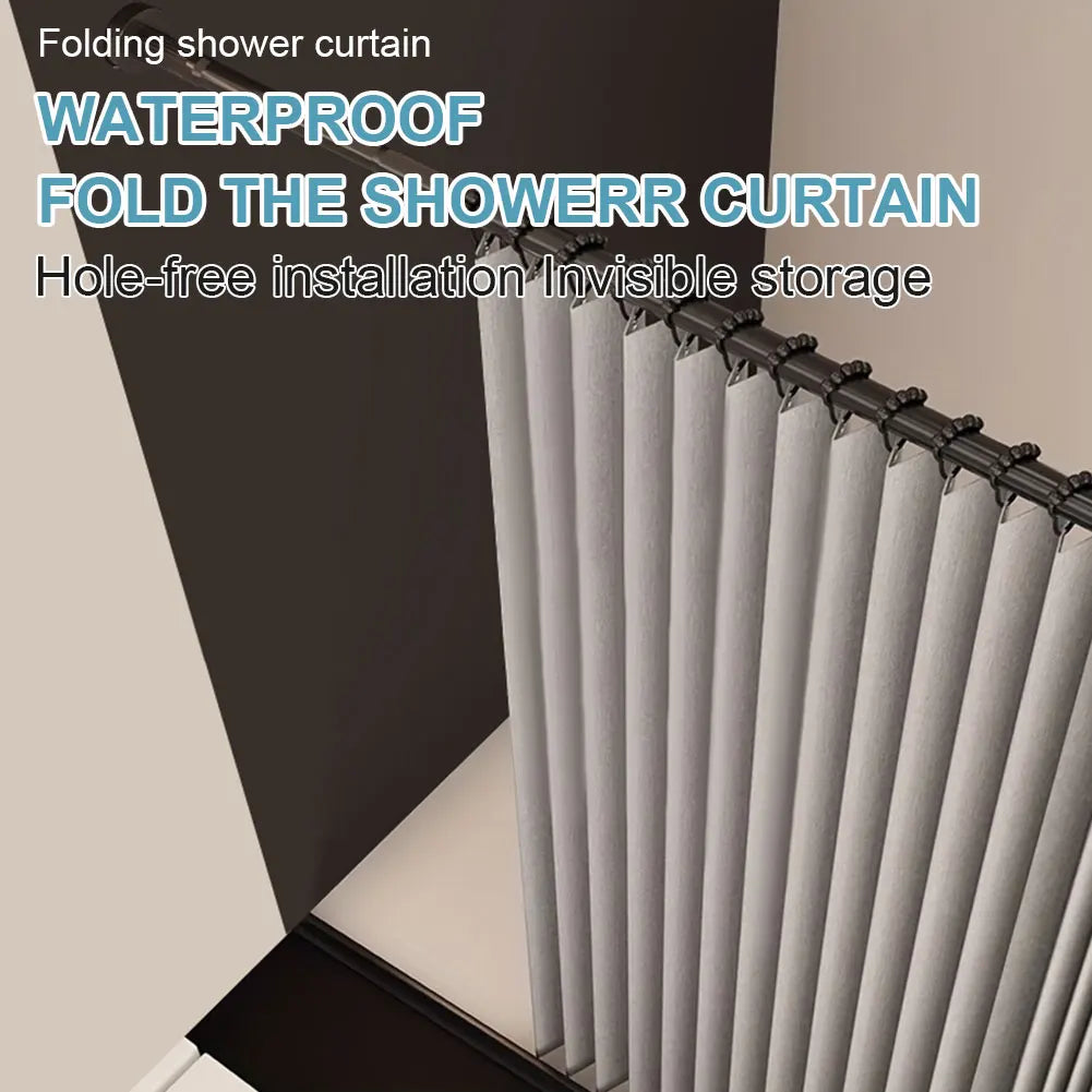 Foldable Magnetic Shower Curtain Waterproof Bath Curtain with 12/14 Hooks Modern Curtain Privacy Bathroom Divider for Bathroom
