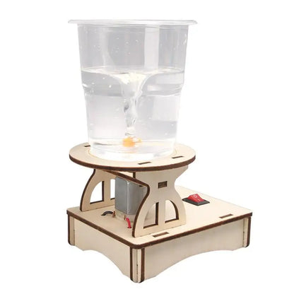 1 Set Water Tornado Swirl Maker Wooden Puzzle Novelty Science Experiment Project Gifts For Children DIY Electric Science Toys