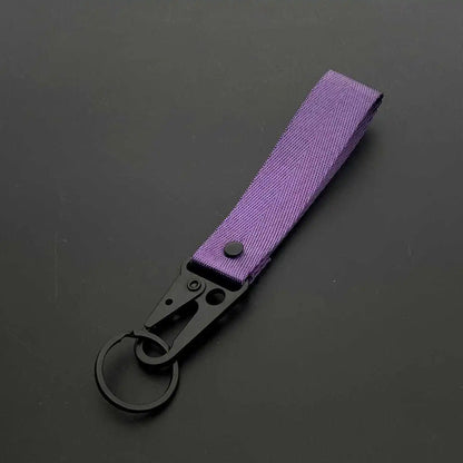 Custom Logo Ribbon Keychain Men Women Motorcycle Car Keychain Ring Pendant Personalize Outdoor Eagle Beak Webbing Nylon Keyring
