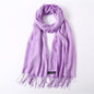 Écharpe tendance pour femme, couleur unie, hijab d'hiver, pompons, long châle, style cachemire, pashmina, bandana