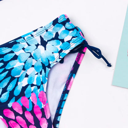 3-14 Years Flower Print Girls Kids Swimwear Summer Children Teen Students Two Pieces Swimsuit Kids Bikini Set Bathing Suit