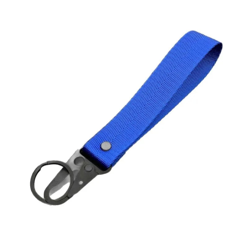 Custom Logo Ribbon Keychain Men Women Motorcycle Car Keychain Ring Pendant Personalize Outdoor Eagle Beak Webbing Nylon Keyring