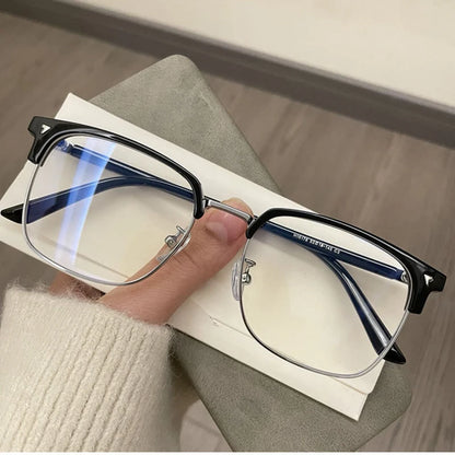 Lunettes anti-lumière bleue pour hommes et femmes, style rétro, demi-monture, optique, vintage, carrées, anti-radiations