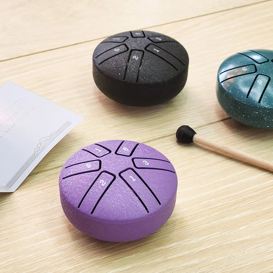 DOZZLY Ethereal Drum Steel Tongue Drum Carillon de pluie Handpan 3 pouces 6 notes Mini instrument de musique pour jardin extérieur
