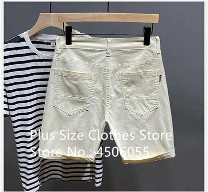 Cotton Shorts Men Summer Plus Size 46 44 42 40 Loose Thin Stretched Black Beige Students Blue Casual Half Trousers Streetwear