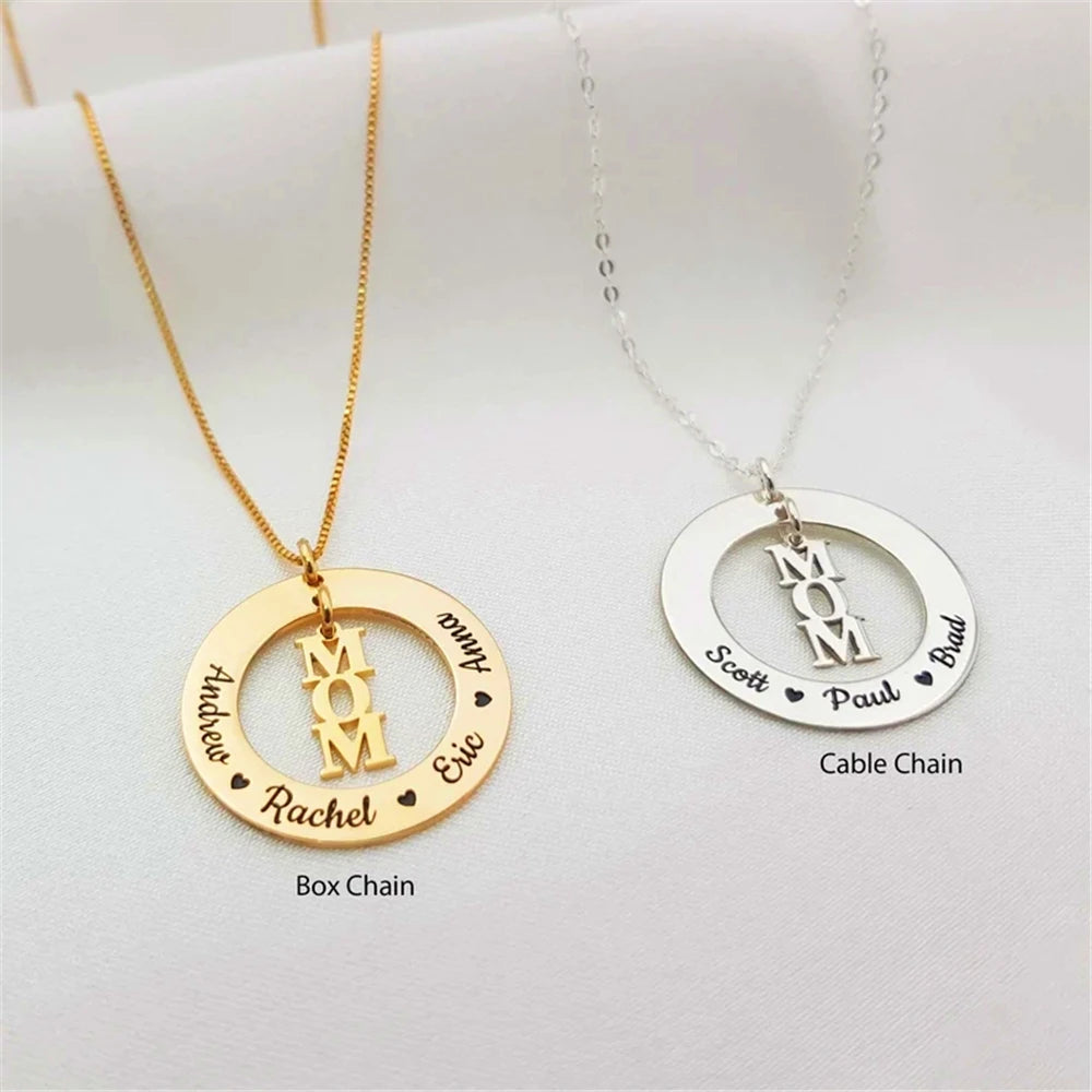Custom Family Names Necklace Stainless Steel Personalized Name Pendant Tree Of Life 1-5 Names Birthstone For Women Birthday Gift