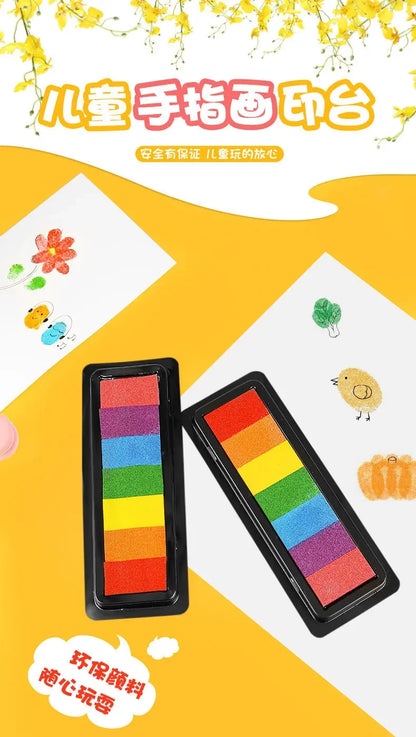 Kindergarten Creative Palm Finger Paint Ink Pad Diy Printing Station 7 Colours Kids Graffiti Finger Stamp Pad Stamp Drawing Toys