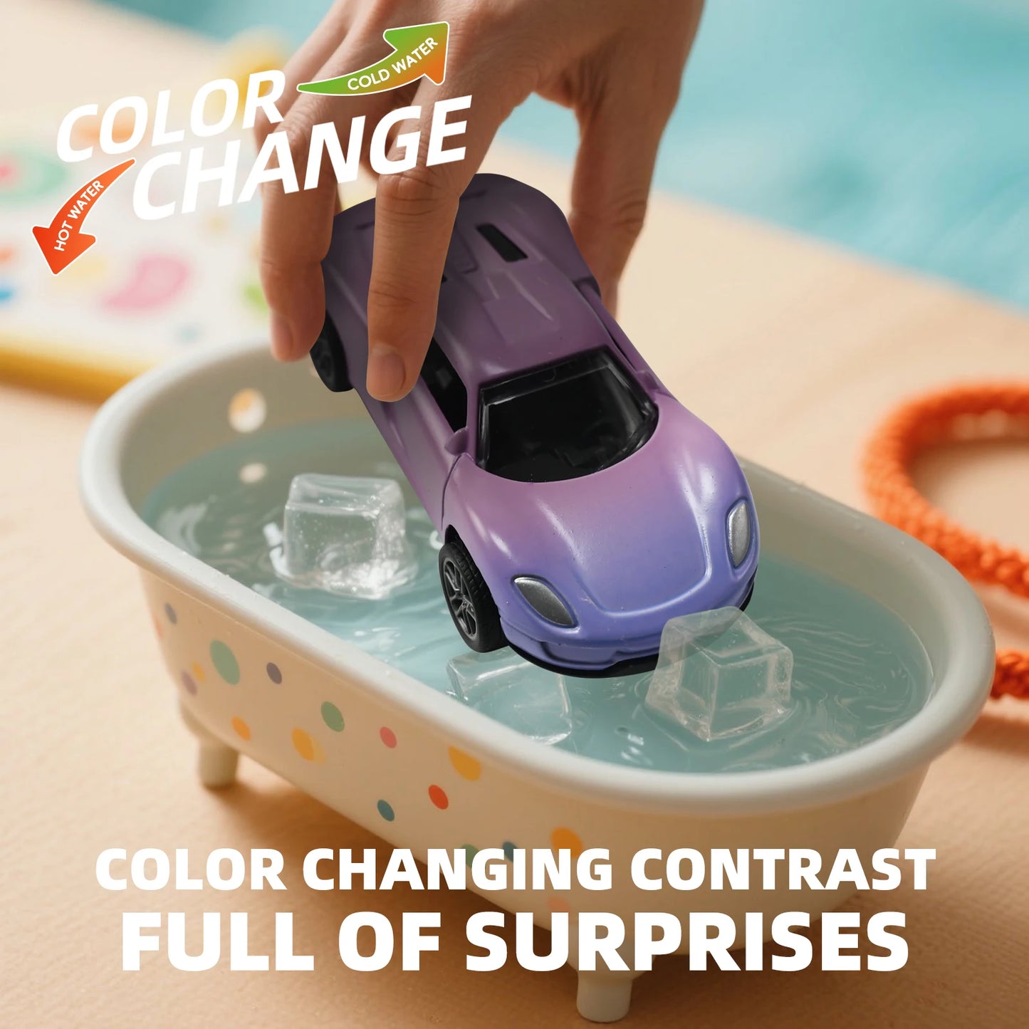 Magic Mini Water & Temp Color Change Alloy Car 1:64, Pull Back Racing Model with Durable Crash-Proof Slide for Boys Kids Gifts