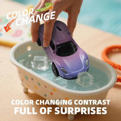 Magic Mini Water & Temp Color Change Alloy Car 1:64, Pull Back Racing Model with Durable Crash-Proof Slide for Boys Kids Gifts