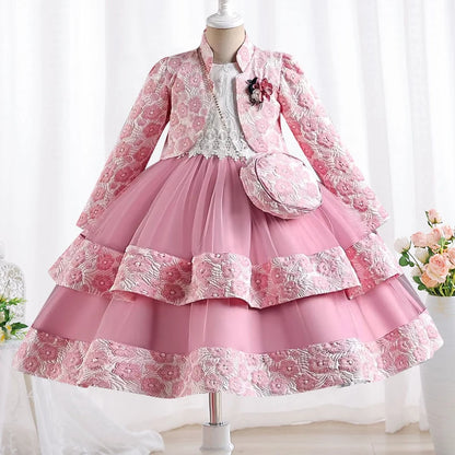 New Girls' Dress Two Piece Set 3-10 Years Old Gorgeous Christmas Performance Dress Autumn Girls' Party Prom Dress