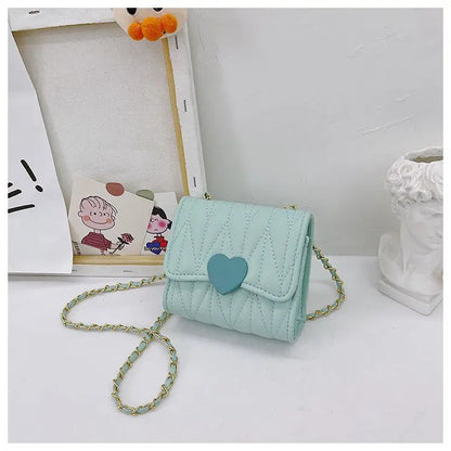 Fashion Heart Baby Girls Small Shoulder Bags Kids Coin Purse Accessories Handbags Lovely Children's Mini Square Messenger Bag
