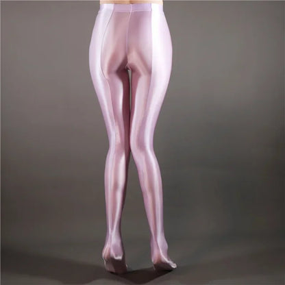 Glossy Shiny Stage Performance Leggings High Waist Fitness with Socks Skinny Yoga Trousers Women Clothing Stage Show