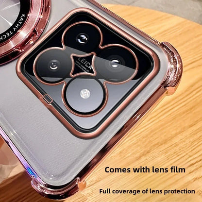 Magnetic Plating Phone Case for Xiaomi Redmi Note 11 13 14 Pro Plus 12C 13C 14C Poco X3 X5 Transparent Stand Cover
