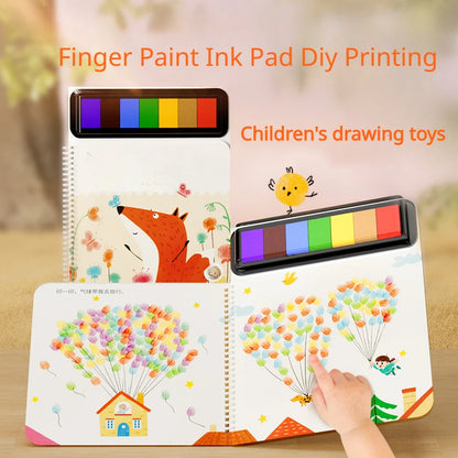 Kindergarten Creative Palm Finger Paint Ink Pad Diy Printing Station 7 Colours Kids Graffiti Finger Stamp Pad Stamp Drawing Toys