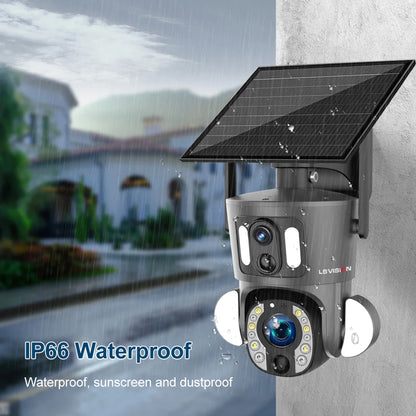 LS VISION 4G Solar Security Camera Outdoor 20X Zoom Dual Screen 8MP WiFi PTZ Dual Lens PIR Detection Auto Tracking Camera UBOX