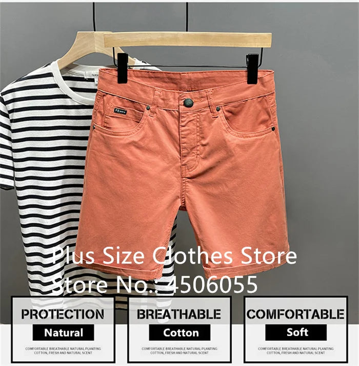 Cotton Shorts Men Summer Plus Size 46 44 42 40 Loose Thin Stretched Black Beige Students Blue Casual Half Trousers Streetwear