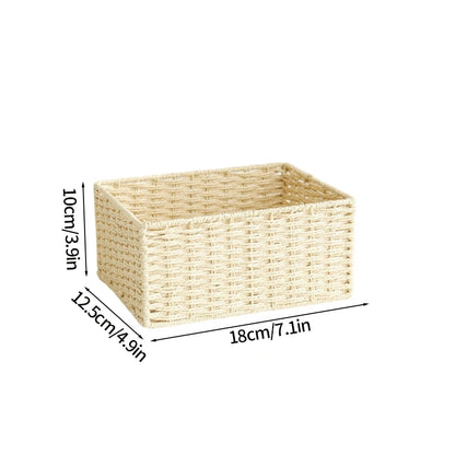 Boîte de rangement tissée à la main Grand panier Rangement de vêtements tissés Cuisine Chambre Salon Vêtements Épicerie Articles divers Organisateur
