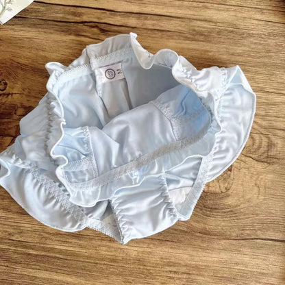 Lotus Leaf Edge High Slit Lolita Sweet Panties Japanese Cute Student Mid Waist Underwear Girl Milk Silk Triangle Pants 섹시