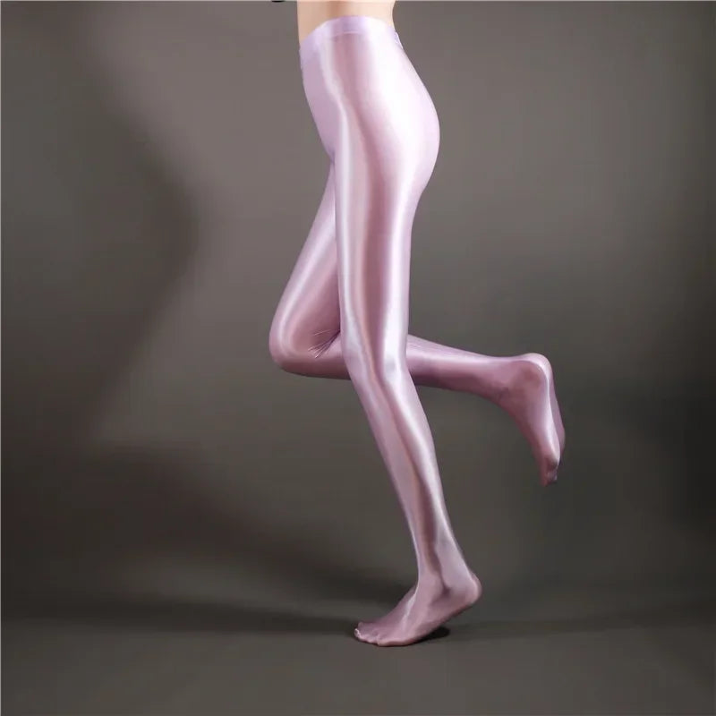 Glossy Shiny Stage Performance Leggings High Waist Fitness with Socks Skinny Yoga Trousers Women Clothing Stage Show