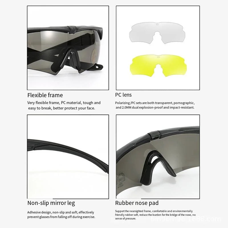 Lunettes de protection CS Airsoft coupe-vent, verres HD à 3 lentilles, pour motocross, alpinisme, sécurité