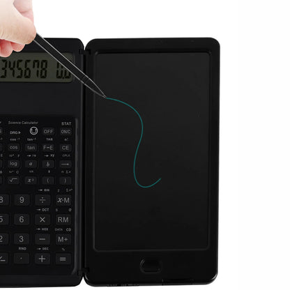 Tablette d'écriture LCD 6 pouces, bloc-notes numérique, calculatrice pliable, écran 10 chiffres, stylet, bouton d'effacement, fonction de verrouillage